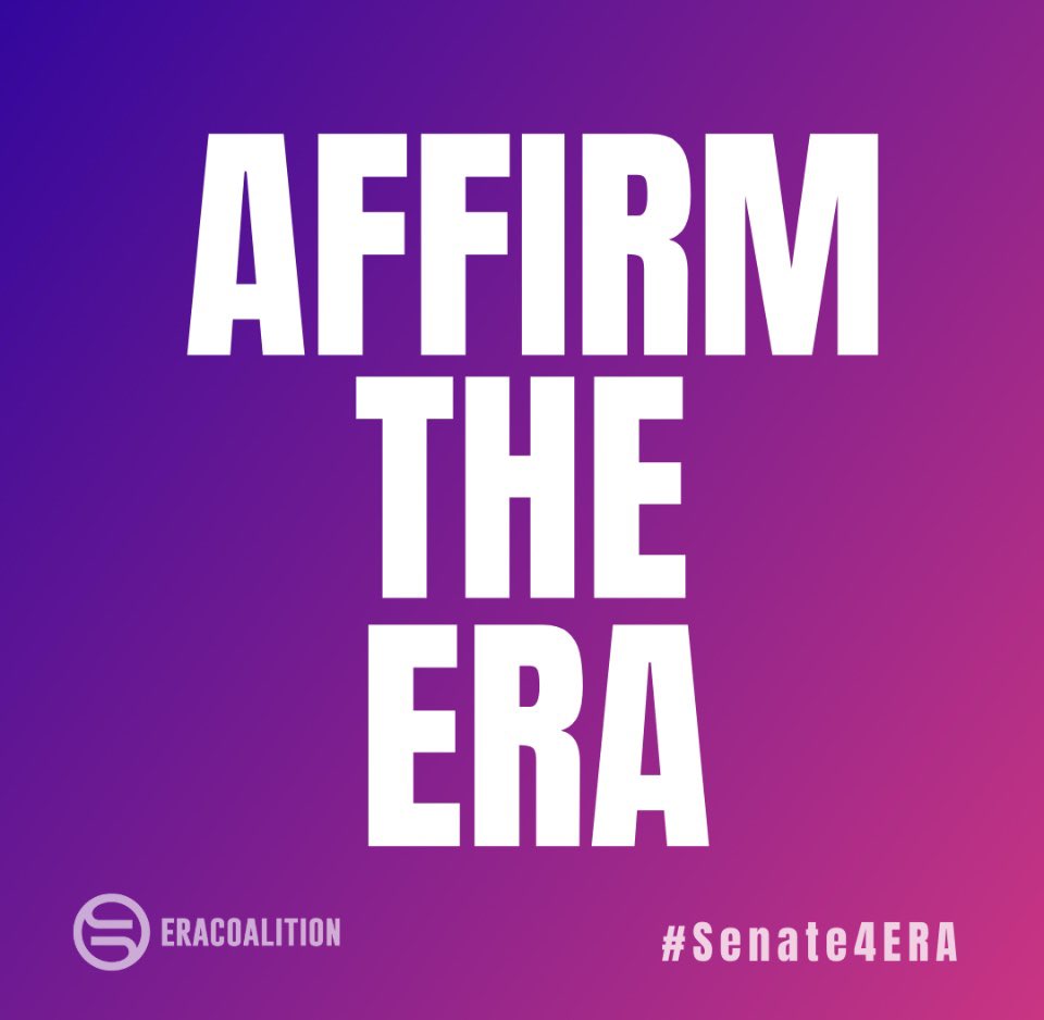 🌟A Senate vote is expected on Thursday🌟

Join the @ERACoalition online to watch the Senate debate and vote on SJ Res 4 to eliminate any doubt that the ERA is the law of the land. #Senate4ERA