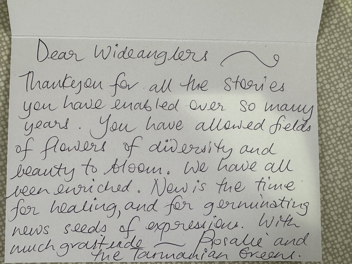 Thankyou so much to <a href="/rosaliewoodruff/">Rosalie Woodruff 🌿💚</a> for coming to bid us farewell. Your support has been unwavering and we appreciate all you have done for <a href="/wideangletas/">Wide Angle Tasmania</a> over the years. <a href="/TasmanianGreens/">Tasmanian Greens</a> #tasfilm