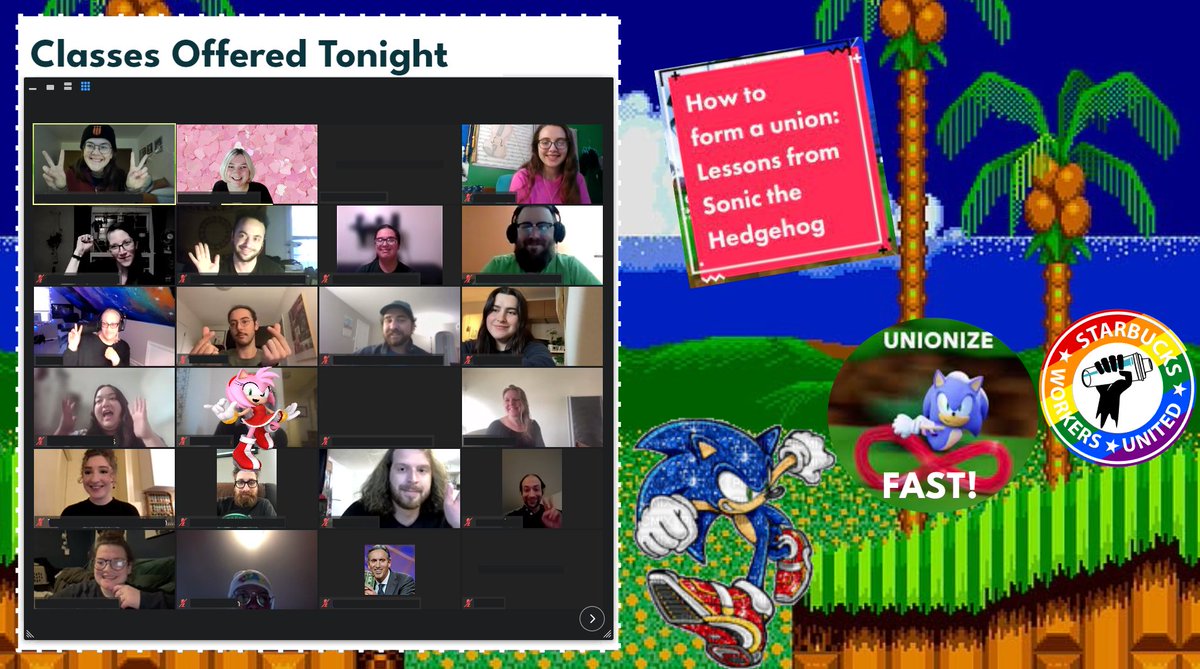 Sometimes you just gotta organize fast! Huge congrats to <a href="/takesAEGIS/">AEGIS-CWA 💙 #UnionizeSEGA</a> <a href="/CWAUnion/">CWA</a> and every SEGA of America worker standing together to take on the gaming industry! SBWU celebrated with a Sonic themed training night, we're inspired by your courage! Solidarity!