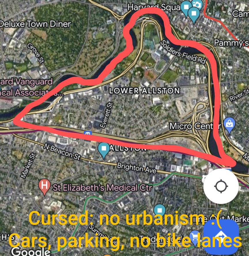 ChristoSilvia's tweet photo. Why is Allston like this? No bike lanes, streets cramped by parking, SO MANY CARS. :( https://t.co/d0JtB5dX9X