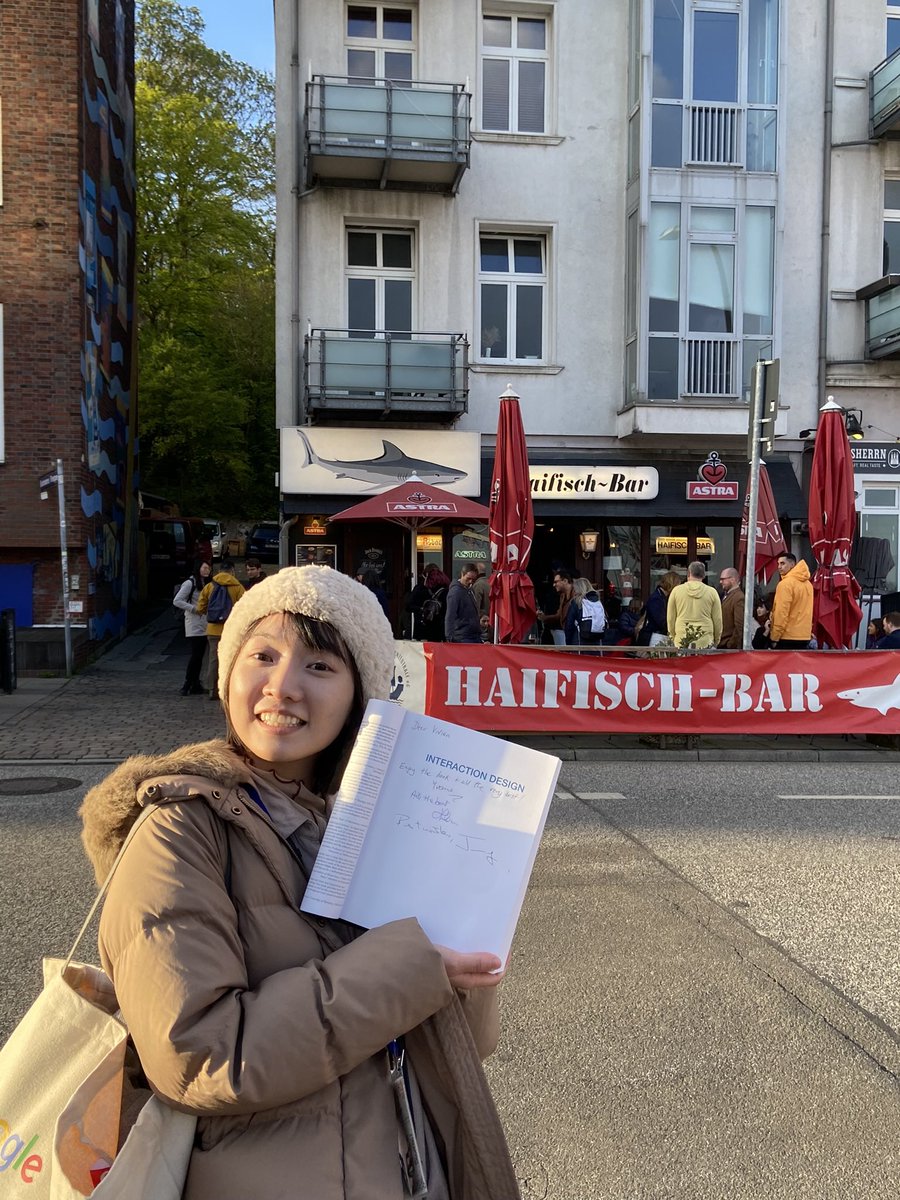fvivianghsin's tweet photo. Attended my first #CHI2023 and it was a fantastic experience! And to top it off, I'm thrilled to have received a copy of INTERACTION DESIGN book. I got to meet the authors and even snapped a picture with them at the book signing event in Hamburg! #interactiondesign #luckyday https://t.co/i2q9rC8qbL