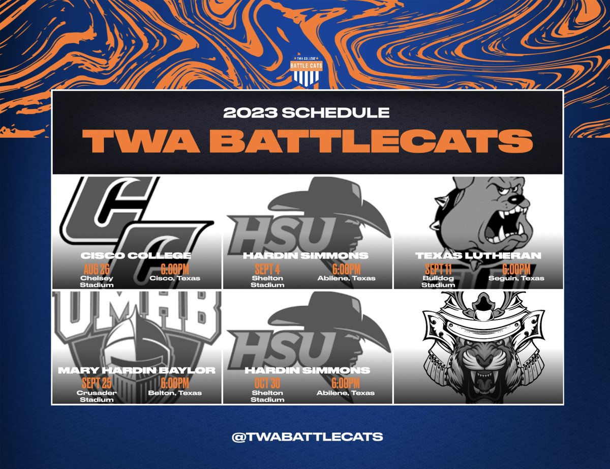 2023 Schedule coming in hot Come check us out @twabattlecats