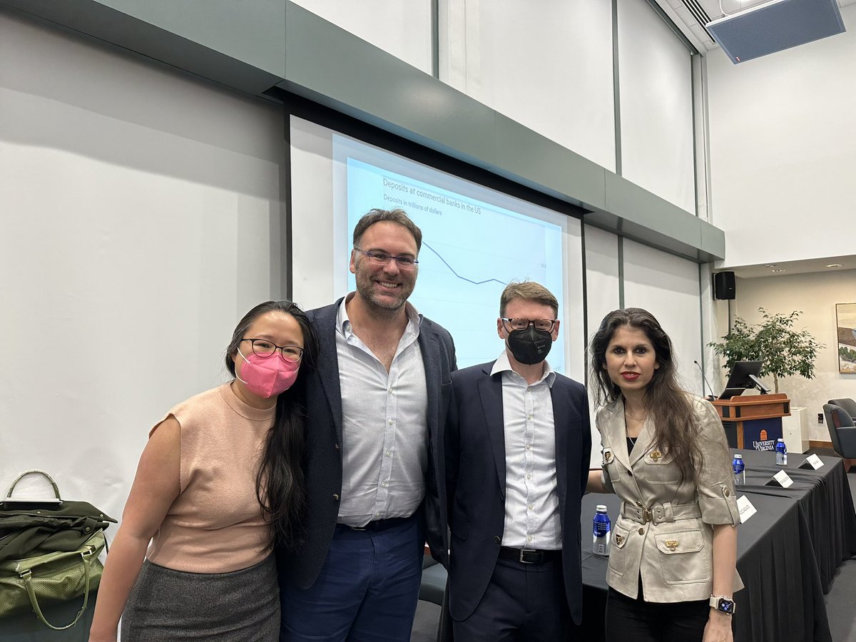 Cathy Hwang (@cathyhwang47) on Twitter photo Many thanks to <a href="/PaoloSaguato/">Paolo Saguato</a> & Yesha Yadav (<a href="/vanderbiltlaw/">Vanderbilt Law</a>)—as well as <a href="/UVALaw/">UVA Law School</a>’s own <a href="/PierreHVerdier/">Pierre-Hugues Verdier</a>—for an engaging panel today on SVB, Credit Suisse, & the future of the banking system.
Pierre’s head strategically covers the plummeting part of Yesha’s graph (background). Many thanks to <a href="/PaoloSaguato/">Paolo Saguato</a> & Yesha Yadav (<a href="/vanderbiltlaw/">Vanderbilt Law</a>)—as well as <a href="/UVALaw/">UVA Law School</a>’s own <a href="/PierreHVerdier/">Pierre-Hugues Verdier</a>—for an engaging panel today on SVB, Credit Suisse, & the future of the banking system.
Pierre’s head strategically covers the plummeting part of Yesha’s graph (background).