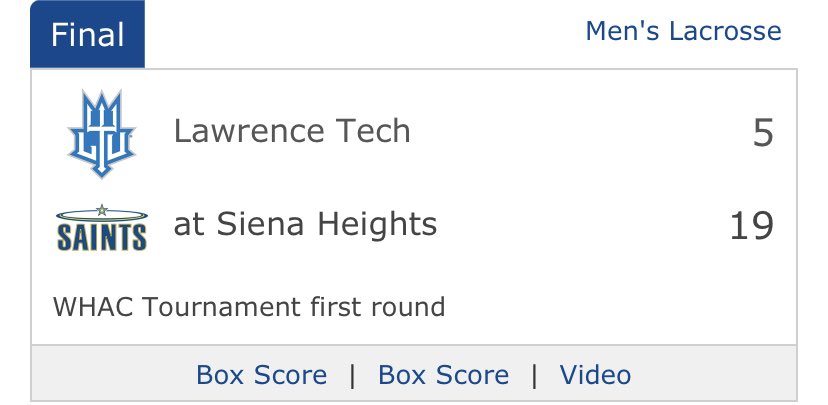 naialaxtea's tweet image. With this win, I believe Siena Heights solidified their spot into the national tournament, no matter what happens in the rest of the WHAC tournament. #naialacrosse