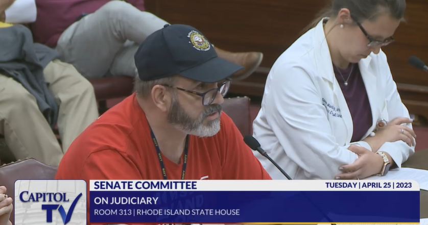 Devine009's tweet photo. Some compelling Senate Judiciary testimony on a number of gun bills. Gun proponents throwing out arguments that won't save lives. Arming teachers won't save lives. Get these bills to the floor so that a larger body can vote. #MomsDemandAction #RhodeIsland #SensibleGunLegislation https://t.co/pCd5G2VfEr