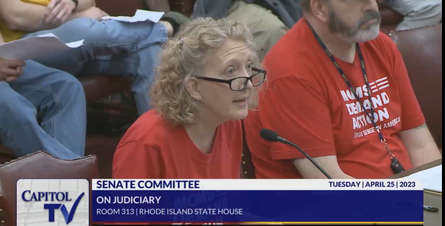 Devine009's tweet photo. Some compelling Senate Judiciary testimony on a number of gun bills. Gun proponents throwing out arguments that won't save lives. Arming teachers won't save lives. Get these bills to the floor so that a larger body can vote. #MomsDemandAction #RhodeIsland #SensibleGunLegislation https://t.co/pCd5G2VfEr
