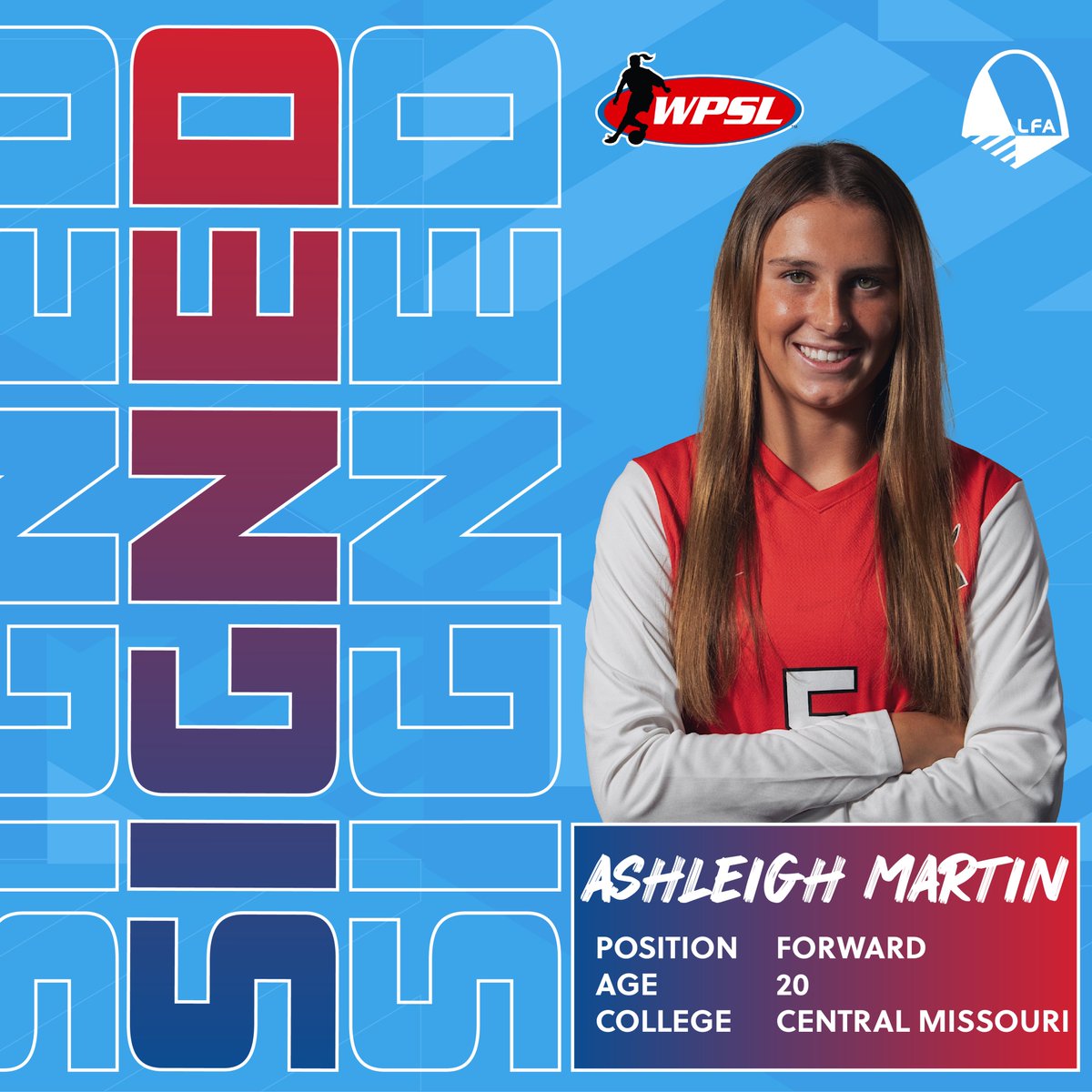 loufusz_wpsl's tweet photo. Welcome 𝘼𝙨𝙝𝙡𝙚𝙞𝙜𝙝 𝙈𝙖𝙧𝙩𝙞𝙣!

Ashleigh is an LFA alumna and 2x MIAA Conference Champion with Central Missouri University where she earned the MIAA Academic Excellence Award for the 2021 season

@_ashmartin5 | @LouFuszSoccer https://t.co/rcaD3FqrHt