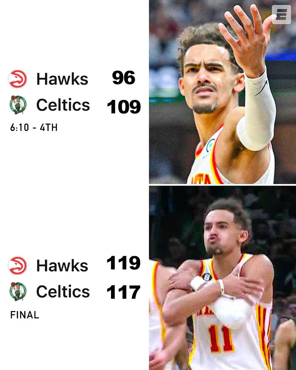 espn's tweet photo. THE HAWKS RALLY LATE IN THE 4TH TO STAY ALIVE 🥶 https://t.co/t4PAOyD9lR