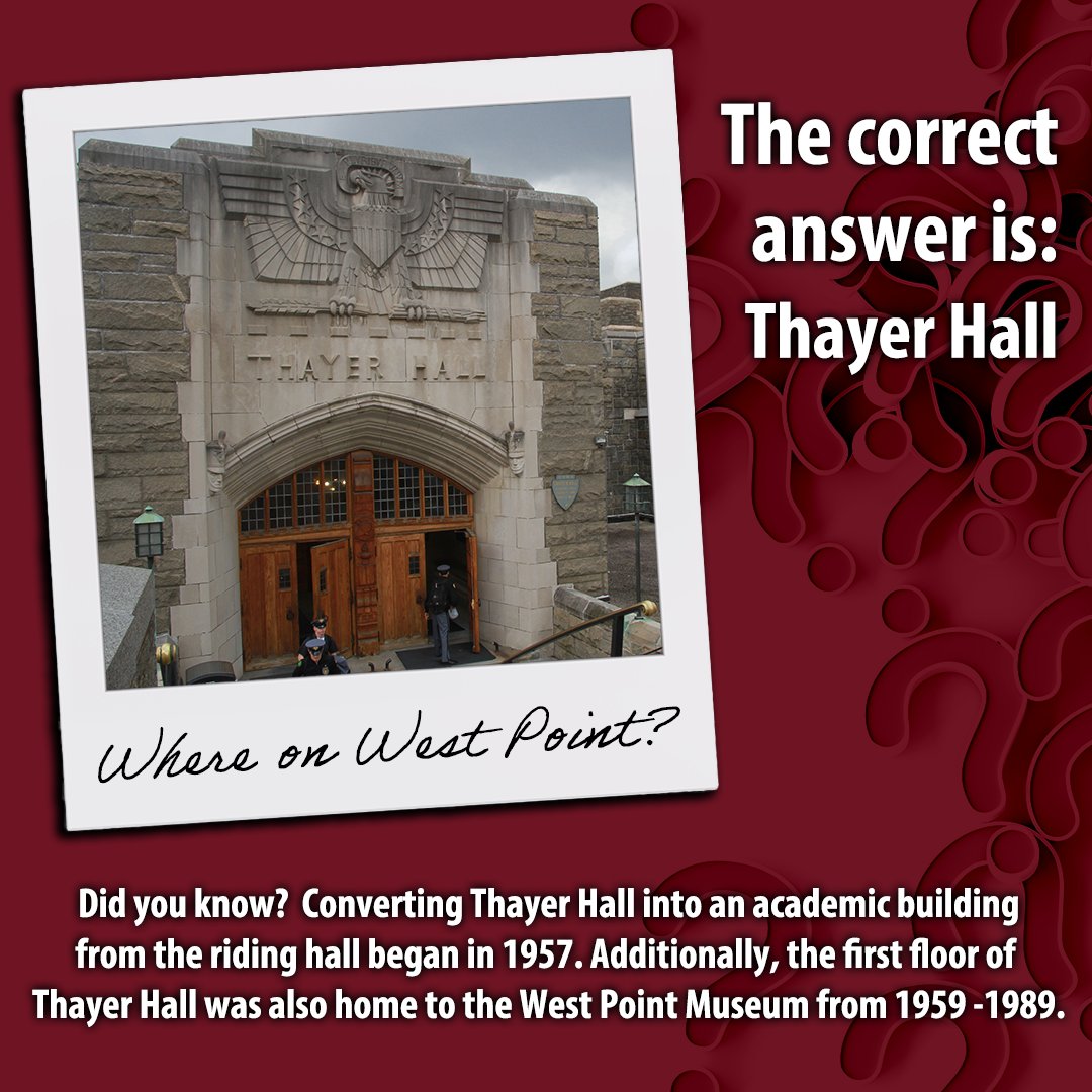 WPAOG's tweet image. It's time to announce the lucky winner of this month's "Where on West Point?" game! Congratulations CDT John Hamernik '24 on winning a $25 gift card to the WPAOG Gift Shop.

The correct answer is: Thayer Hall

WPAOG Gift Shop: wpaoggiftshop.com

#LikeNoneBefore