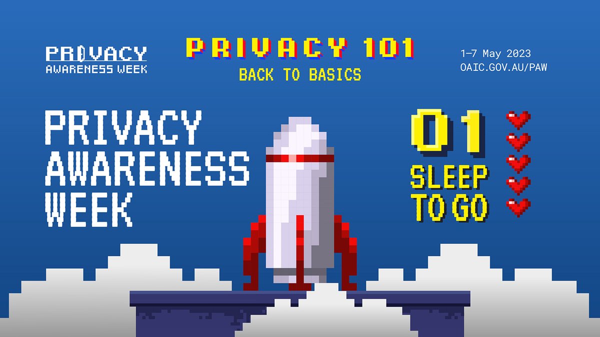 OAICgov's tweet image. #PrivacyAwarenessWeek starts in just 1 sleep! Register to attend one of the PAW events: oaic.gov.au/paw/events, and explore our Privacy 101 website: oaic.gov.au/paw #PAW2023