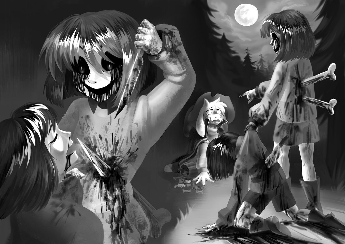 Mashuroneko's tweet image. Art for Underzine: Halloween
I finally decided to post it haha

P.s. If anything, I’m not promote what happens on this art

#undertale #undertaleFanart #frisk #chara #asriel #Halloween #art #artwork