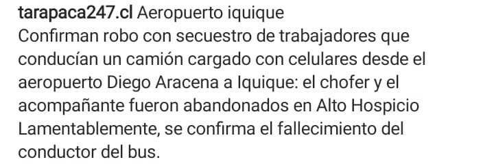 JeannetteQuim's tweet image. Empresa #Viggo que trasladaba personal de la empresa SQM colisiona con camión que vendría arrancando de un robo con secuestro en la ruta A21 en #Iquique dejando al conductor fallecido Don Braulio Bravo Q.E.P.D. Y 4 lesionados @pasioncamionero @reddeemergencia @Pabl0Manzanares
