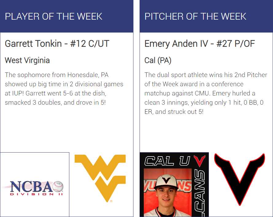 NewPennNCBA's tweet photo. Congrats to @TonkinGarrett and @e_anden19 on winning Week 22 - Central Player and Pitcher of the Week! https://t.co/UwWAmADBae