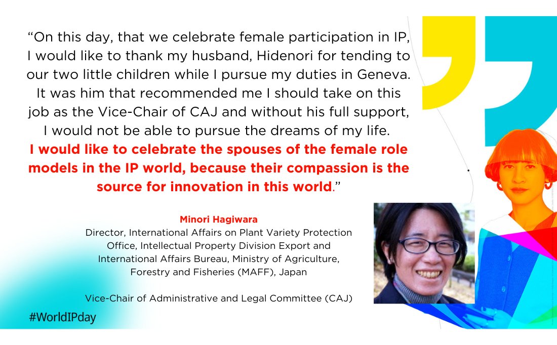 Today we celebrate #WorldIPDay and the important role women play in shaping the future of #PVP. DYK that the majority of UPOV chairpersons this year are women? Let’s hear from them! #WomenInIP #plantbreeding

<a href="/MAFF_JAPAN/">農林水産省</a>  <a href="/WIPO/">World Intellectual Property Organization (WIPO)</a>