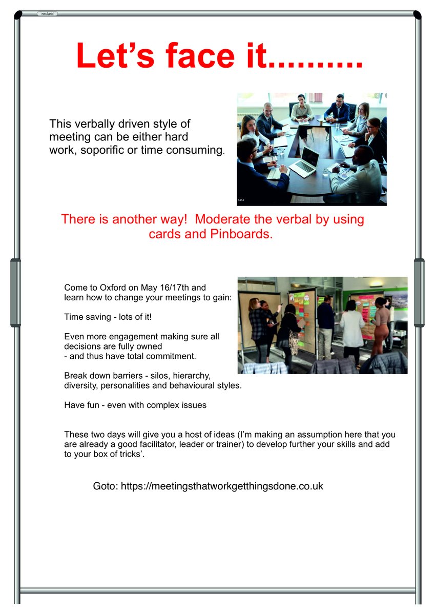 Come and learn the Pinpoint Advanced Facilitation and Moderation Technique.
Oxford. May 16/17th. Be different. Be even more effective.