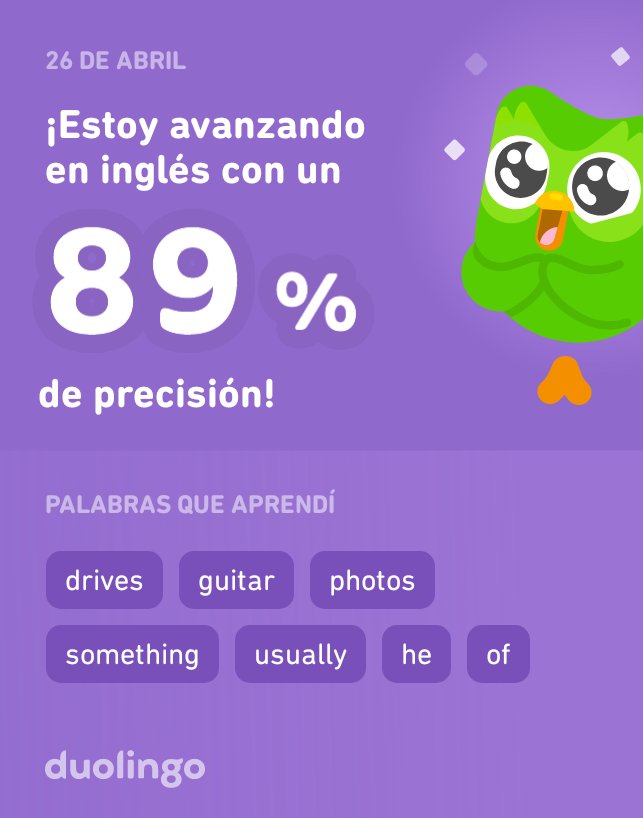 evangelinaush's tweet photo. ¡Estoy aprendiendo inglés en Duolingo! Es gratis, divertido y efectivo. https://t.co/0Ap95Mw3dT