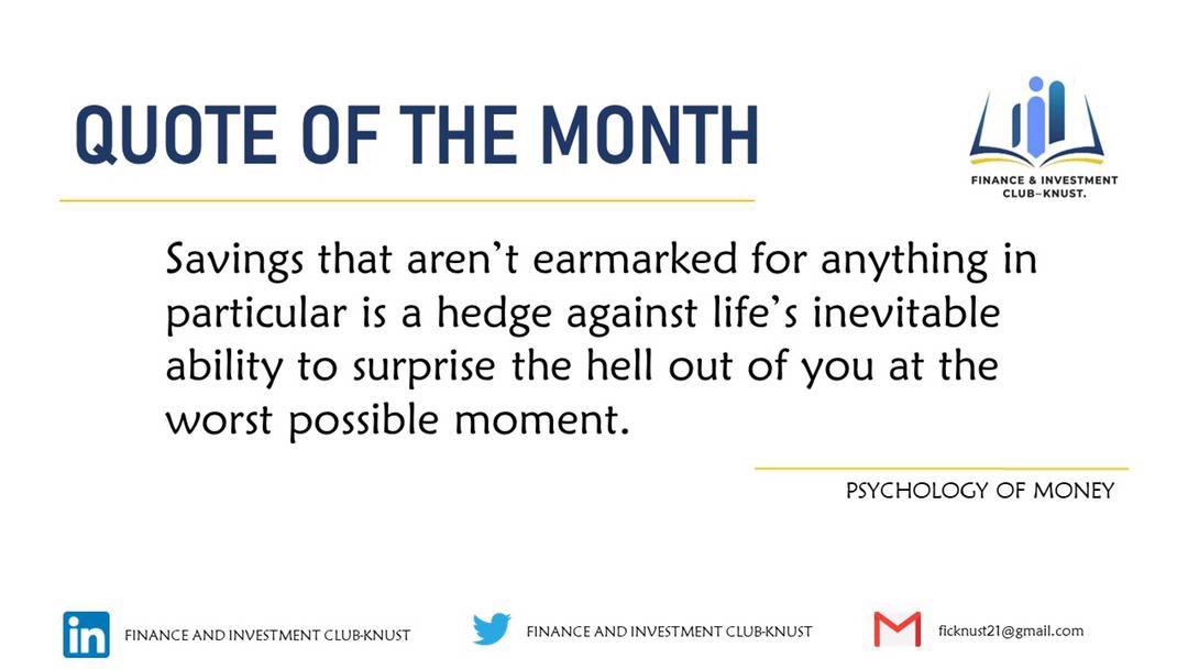 ficknust21's tweet photo. *QUOTE OF THE MONTH*
Morgan Housel emphasized in his book, The Psychology of Money that; Saving for no purpose is an opportunity to meet unexpected expenses that arise in life.
#QOTM
#aprilquote
#savingstips
#psychologyofmoney https://t.co/ZfXOBMwiaB