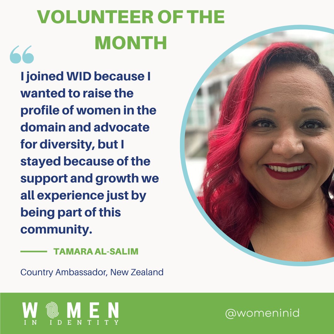 This April, we highlight Tamara as the <a href="/WomeninID/">Women in Identity</a> volunteer of the month! 

As our Country Ambassador for NZ, Tamara believes there’s always time to volunteer and be a part of something bigger than ourselves. 

Thank you <a href="/IAM_t4m4r4/">Tamara</a> !
#ForAllByAll #DiversityByDesign  #Diversity