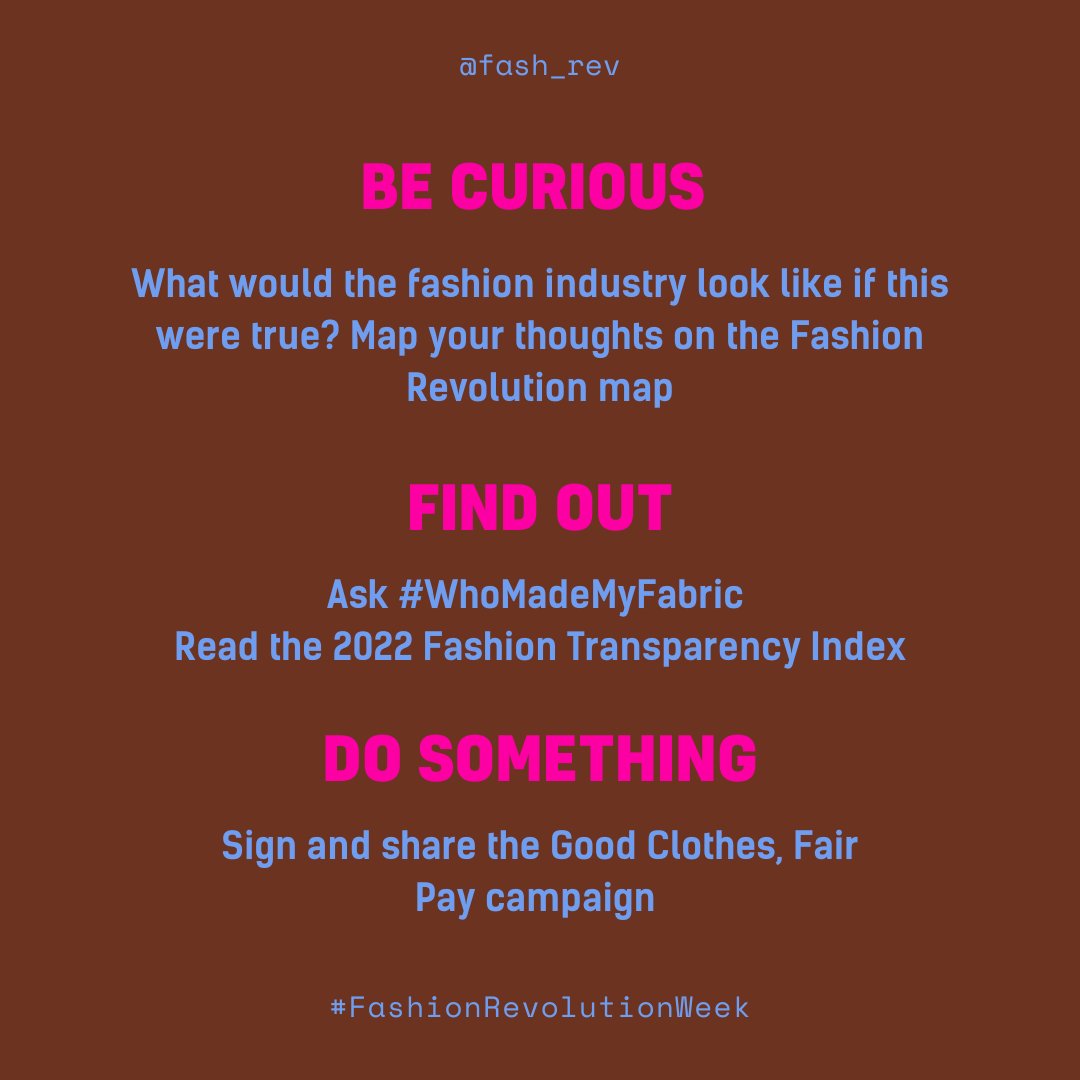 Fash_Rev's tweet photo. Welcome to day 5 of #FashionRevolutionWeek 🗓️

Today we’re zooming in on points 3 &amp; 5 of our manifesto, which focus on uplifting voices and championing diversity. 

What do these manifesto points mean to you? Let us know in the comments ⬇️

#WhoMadeMyFabric #GoodClothesFairPay https://t.co/19zcMjEVmB