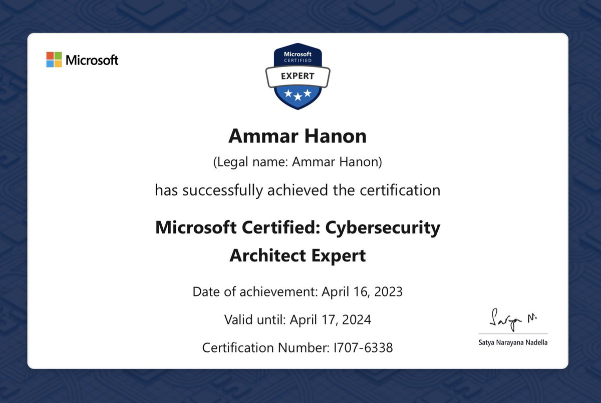 Happy to pass Microsoft Cybersecurity Expert certification is very difficult and can be exhausting. Just made it