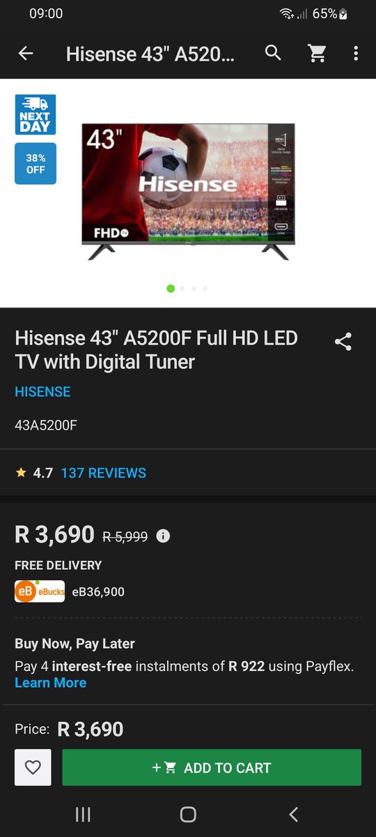 DEENAULD's tweet photo. @TAKEALOT your next day delivery is a lie and you should remove it. As I'm still waiting for my TV. Lies! https://t.co/TQ2Dckfrgs