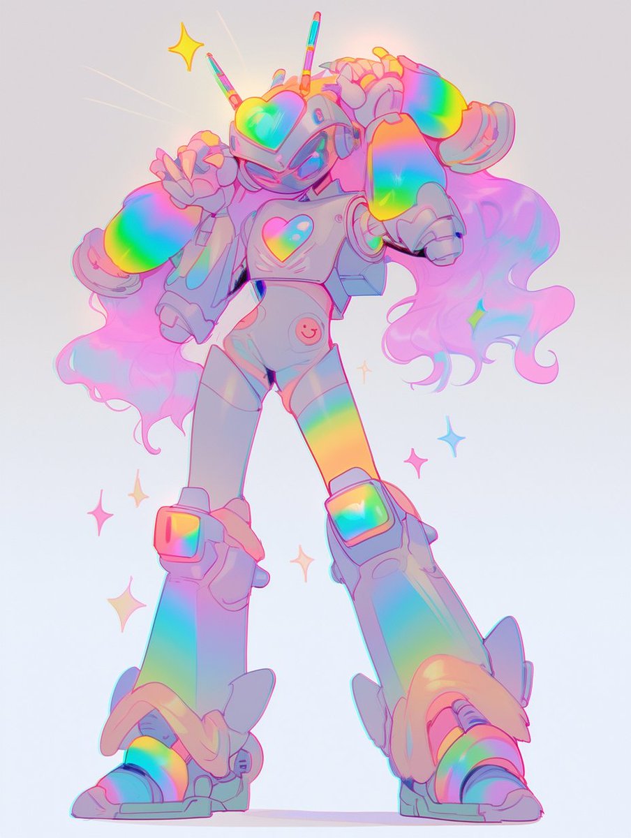 syncybersunset's tweet photo. 🌈✨️🤖 rainbow sparkle magical robot gijinka #nijijourneyv5 #AIArtwork #gijinka https://t.co/wfl8IImBX7