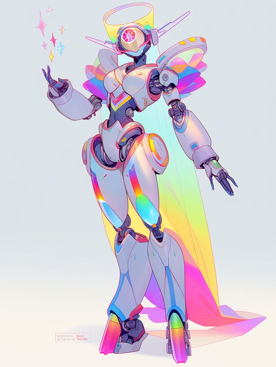 syncybersunset's tweet photo. 🌈✨️🤖 rainbow sparkle magical robot gijinka #nijijourneyv5 #AIArtwork #gijinka https://t.co/wfl8IImBX7