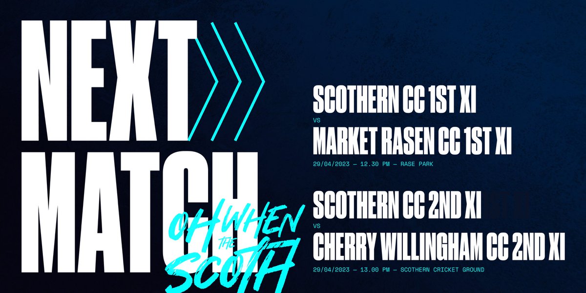 ScothernCC's tweet photo. β© NEXT MATCH β©
Next up the 1st XI travel to Rase Park to face Market Rasen while the 2nd XI welcome cricket back to the SCG for the first time in 2023 against Cherry Willingham π΅βͺοΈ
#OhWhenTheScoth π https://t.co/DCs2rVlo0M