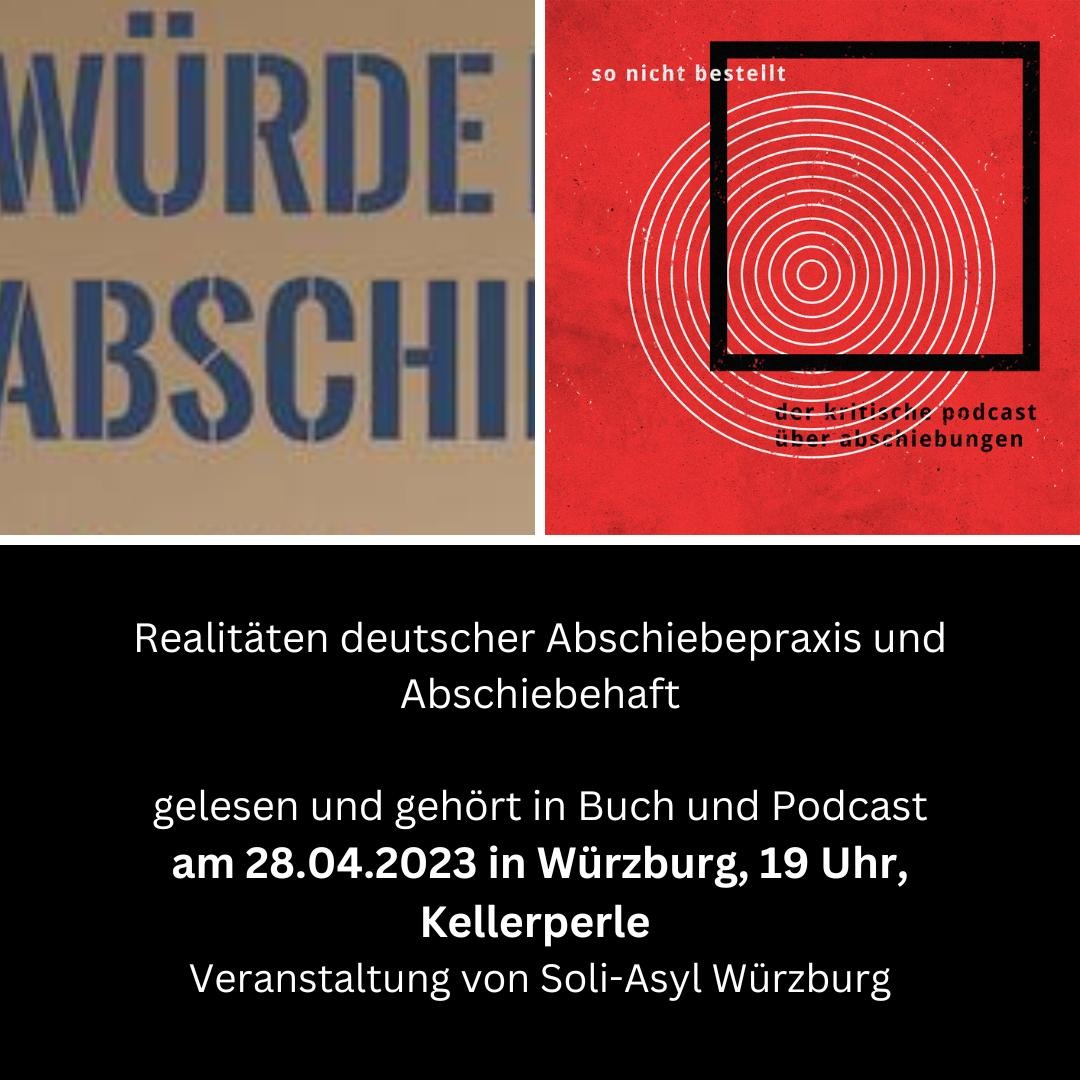 So Nicht Bestellt goes.. Würzburg :)

Auch Autor v "Die Würde des Menschen ist abschiebbar" über #Abschiebehaft ist da. Um #Abschiebungen wissen, dagegen ankämpfen!

 19 Uhr in der Kellerperle mit Soli Asyl Würzburg❤️ <a href="/SeebrueckeWue/">Seebrücke Würzburg</a>

#noborder #freedomofmovement #stopdeportation