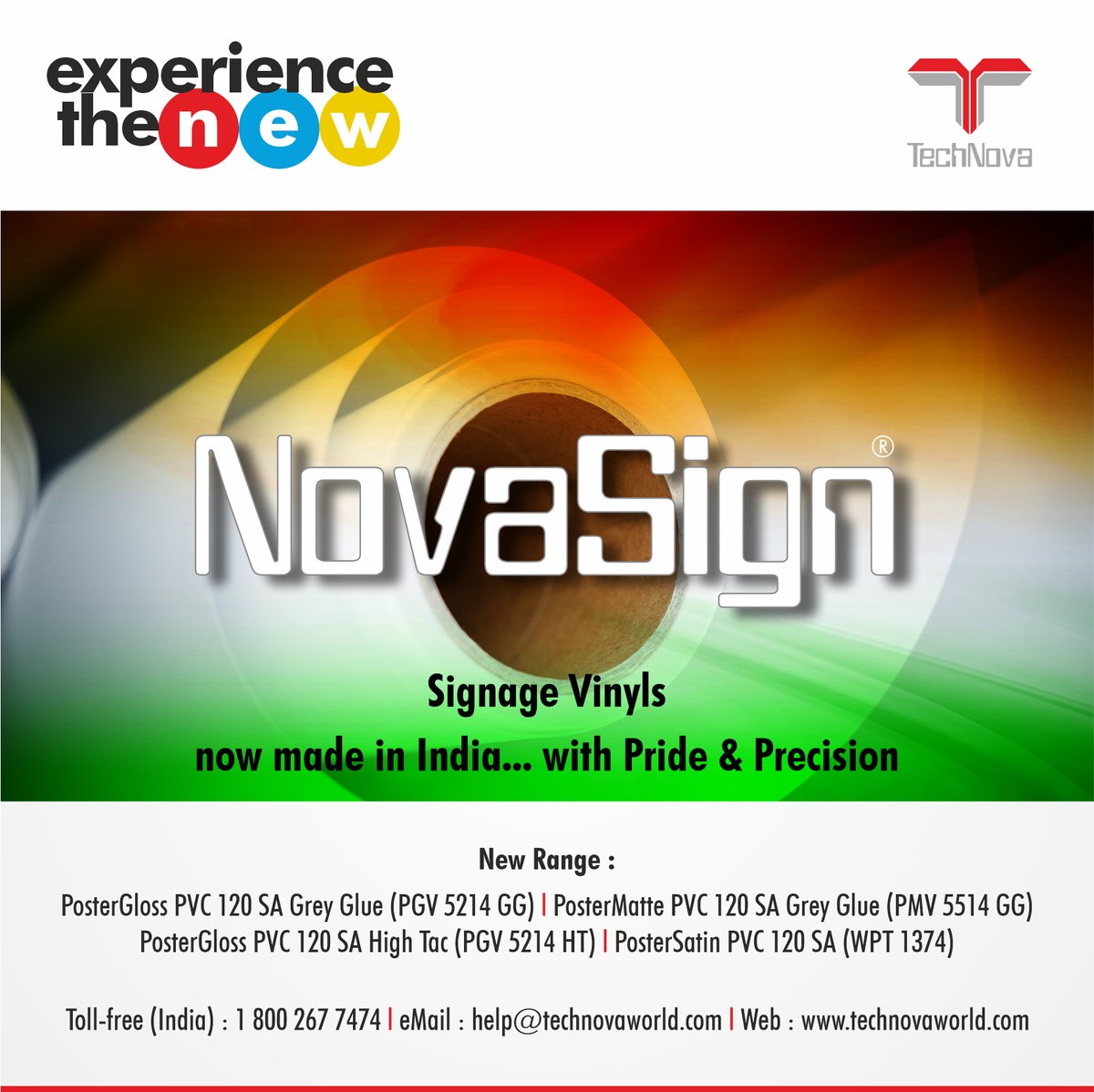 TechNovaWorld's tweet photo. Experience the new Made In India #Vinyls backed by TechNova’s Superior Quality, Best Price & Off-the-shelf Availability promise. https://t.co/WnEODyhRLN
#technova #novasign #postergloss #vinylprinting #digitalprintmedia #ecosolventvinyl #latexprinting #ecovinyl #madeinindiavinyl https://t.co/R5yDwYkPEi