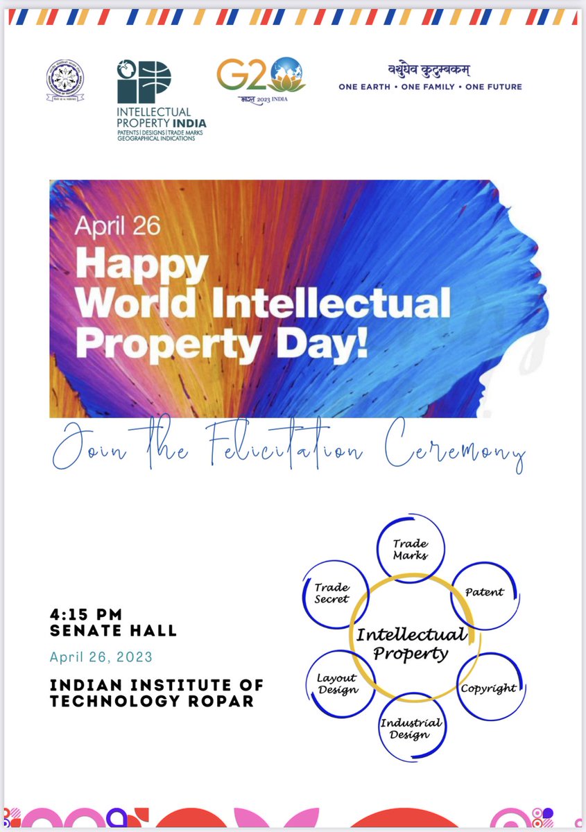 In celebration of #worldIntellectualPropertyDay with the theme “Women and IP: Accelerating innovation and creativity” @iitrpr is organising a program to felicitate the women scientists of @iitrpr who have impactful experiences aiming and achieving IP  for their notable research.