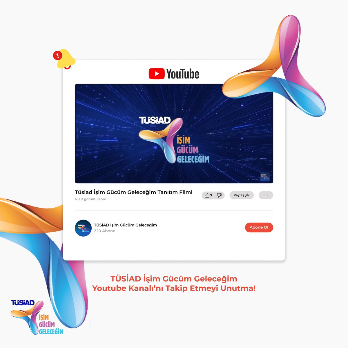 TÜSİAD İşim Gücüm Geleceğim Youtube Kanalı’na Hala Abone Olmadıysan Abone Ol ve İş İnsanlarıyla Gerçekleştirilen Keyifli Sohbetleri Kaçırma!