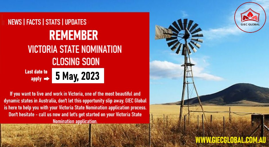 GiecGlobal's tweet photo. Australia Immigration News Update📢📢 

For more:
Visit- https://t.co/O0exhhfxaP

Call-  1300 170 704(toll free no), (+61) 0383947111

#VictoriaStateNomination #AustralianPR #LastDayToApply #australiapr #australiavisa #MigrateAustralia #migrationagent #australiaimmigration https://t.co/srs57EjiJk