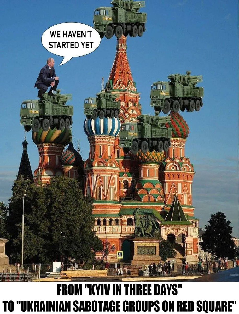 Russia is getting hysterical as the 9th May parade approaches.

Putin's security forces are afraid that several Ukrainian sabotage groups are functioning in Moscow and their alleged goal is to disrupt the military parade.

Russia moving from "Kyiv in three days" to being very