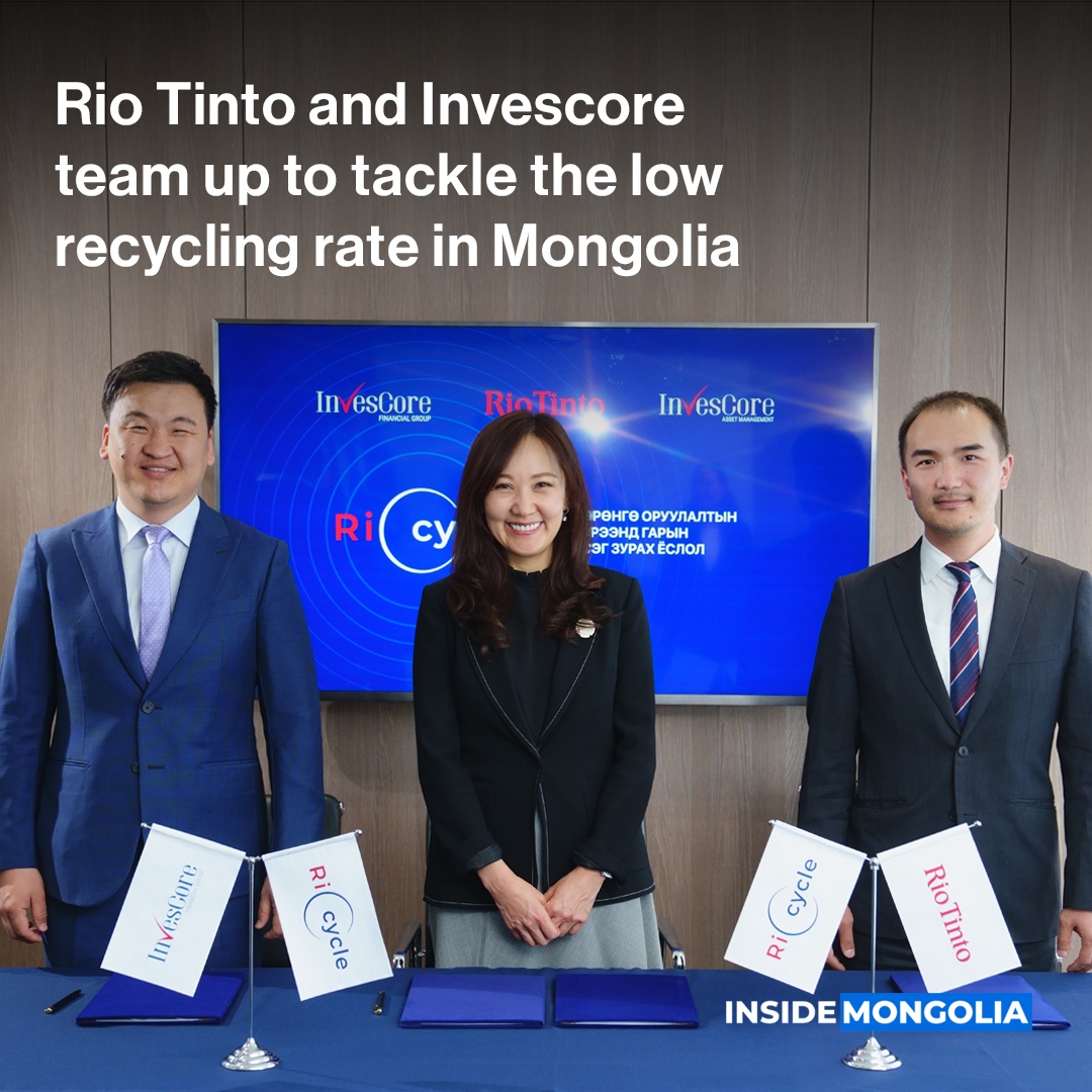 Inside_Mongolia's tweet photo. #IMQuickStory: @RioTinto and InvesCore team up to tackle the low recycling rate in #Mongolia, where only a fraction of the #waste generated is reused, through a #green fund. The fund will support projects that improve waste management and create circular economy opportunities. https://t.co/HMjDin8V1U