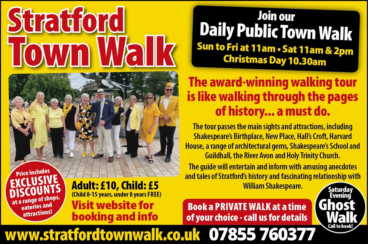 On 26 April 1564
William (son of John &amp; Mary Shakespeare)
was baptised in Holy Trinity Church #Stratford.
“We know what we are, but not what we may be."
Discover Stratford &amp; the extraordinary life of the world’s greatest writer. 
Town Walk 11am - stratfordtownwalk.co.uk