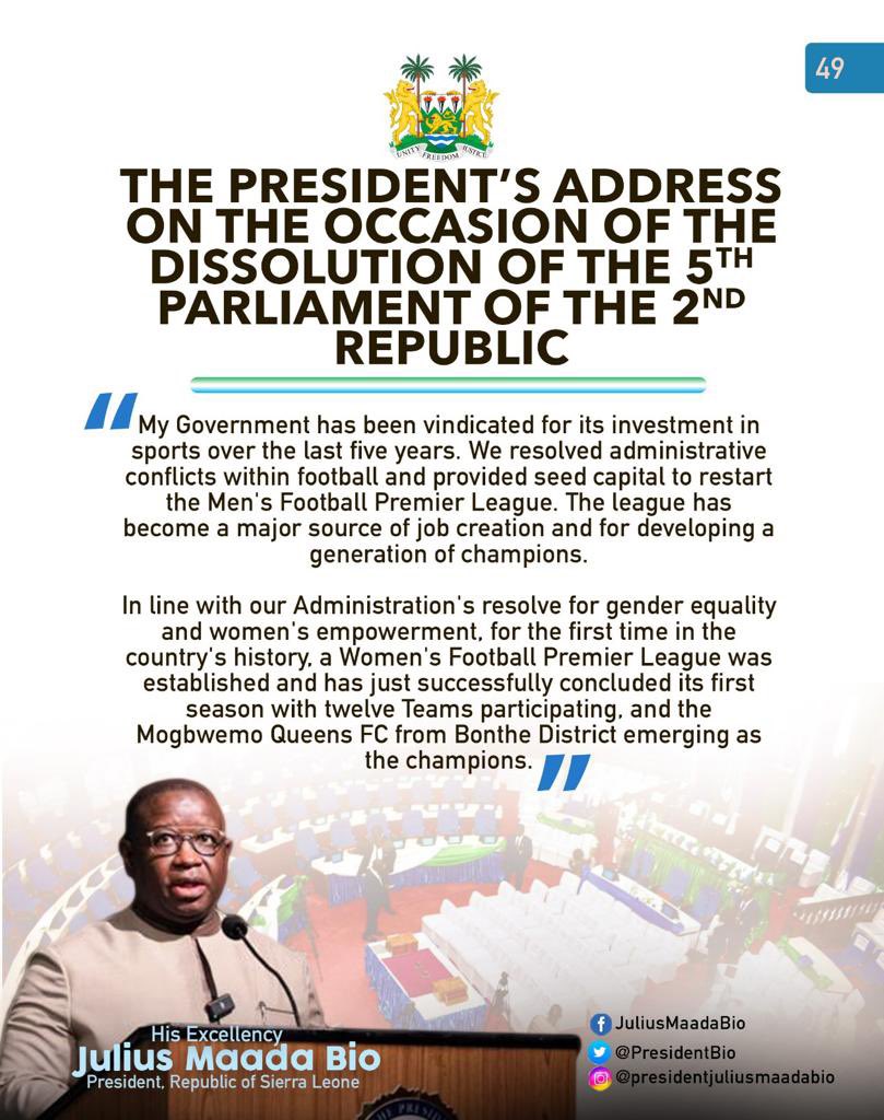 julius_maadabio's tweet photo. Excerpts of my Message on the Occasion of the Dissolution of the Fifth Parliament of the Second Republic of Sierra Leone: 25/04/2023
#TheNewDirectionAgenda
#SLPP4DEVELOPMENT
#5Done5MoreToGo https://t.co/YfFBNfXvLR