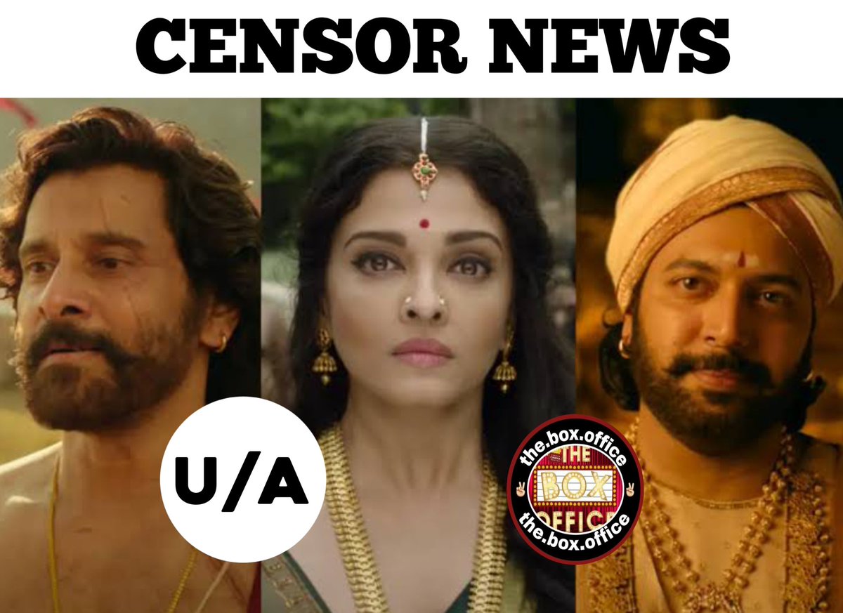 theboxoffice_45's tweet photo. #CensorNews: #ChiyaanVikram, #AishwaryaRaiBachchan, #JayamRavi, #Karthi and #TrishaKrishnan starrer #PonniyinSelvan2 (#PS2) certified "U/A" by CBFC with approved run time of 2 hours, 45 Minutes [165 Minutes].

Release Date: 28 April 2023 https://t.co/tOzl01Tu65