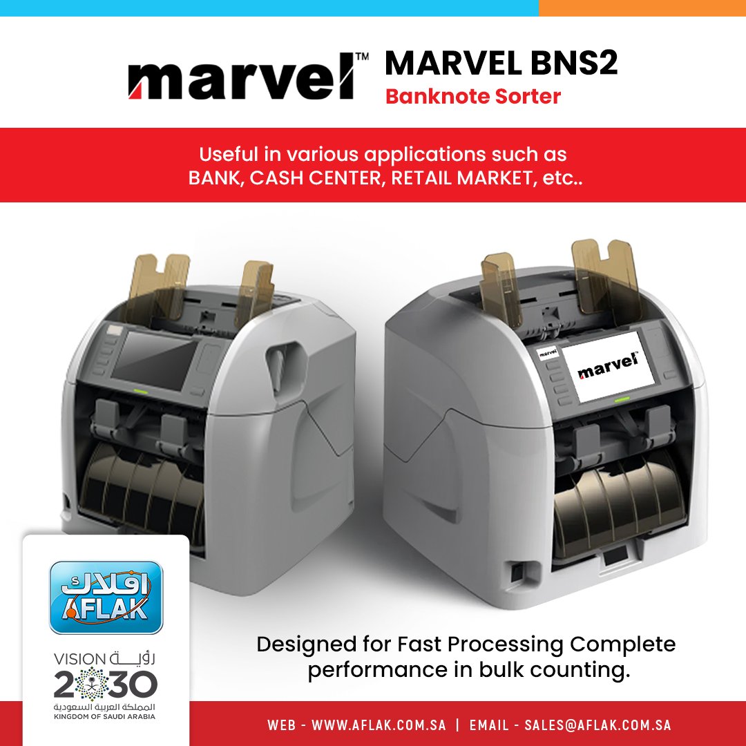 AflakElectronic's tweet image. Aflak Electronics provides Marvel's Note Counting Machine 💵 which provides spectacular performance ✨ in Note counting/sorting. #viewmore 🔗 bit.ly/3n3frfo 

#AflakElectronics #Marvel #NoteCounter #NoteSorter #Bank #RetailSolutions #Accounting #SaudiArabia #Saudi #KSA
