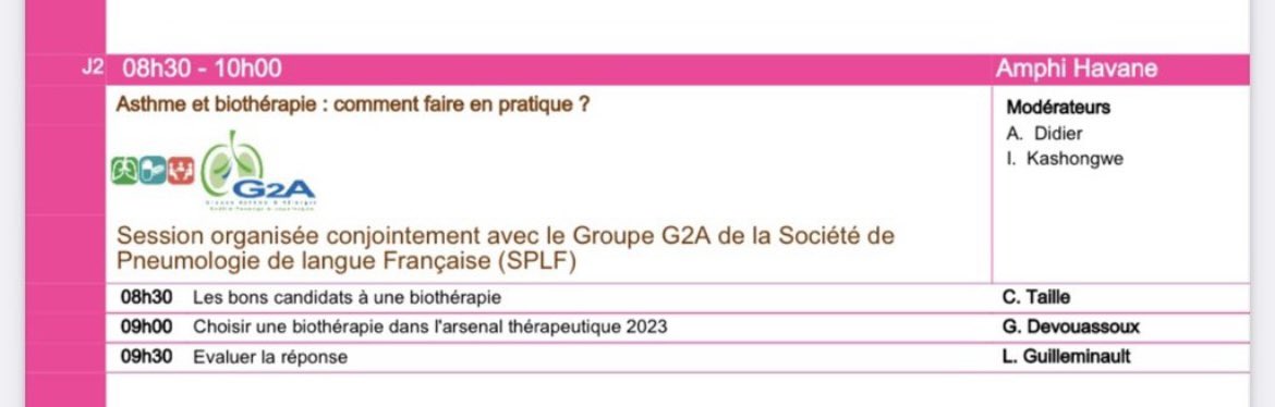 Le #CFA2023 débute aujourd’hui !
N’oubliez pas demain la session asthme et biothérapies  
➡️ 8h30 -10h00