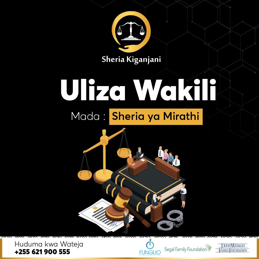 SheriaKiganjani's tweet photo. ULIZA WAKILI DAY! Tunakaribisha maswali kuhusu SHERIA YA MIRATHI kupitia komenti au kutuma ujumbe binafsi bila malipo yoyote. #sheriakiganjaniapp #sheriakiganjani #ulizawakili #legaltech #legalgurus #kaributukuhudumie #freeday #maswalinamajibu #sheria #sheriayamirathi #mirathi https://t.co/4cxrozvfu8