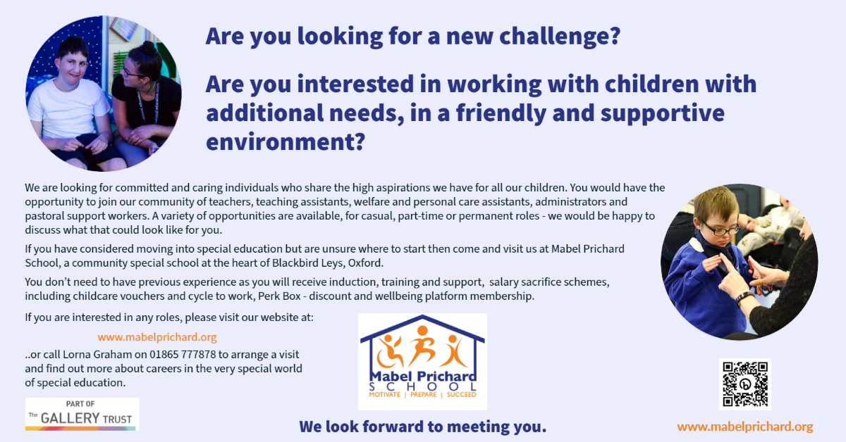 We're hiring! Please see below for further information or visit mabelprichard.org/vacancies