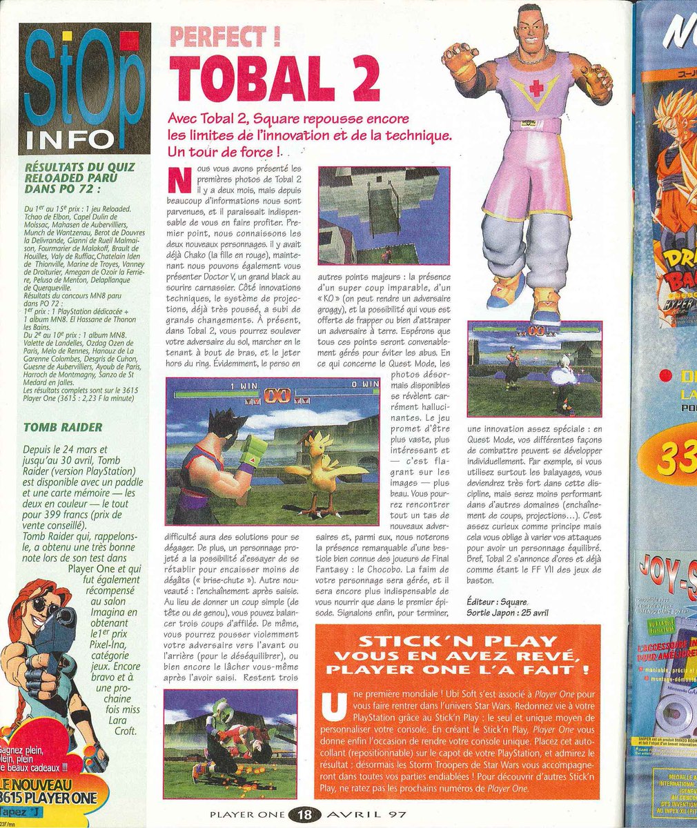 AllmightoFranky's tweet photo. #Nostalgeek le n°74 de #PlayerOne d'avril 1997,des news avec #Tobal2 et l'arrivée de #Soulblade sur #Playstation.Interview inutile mais j'avais envie de #OphélieWinter,et les tests de #CoolSpot goes to hollywood sur #Saturn et #PS1 et #MicroMachine sur play!#retro #retrogaming https://t.co/zYHVOjf9z0