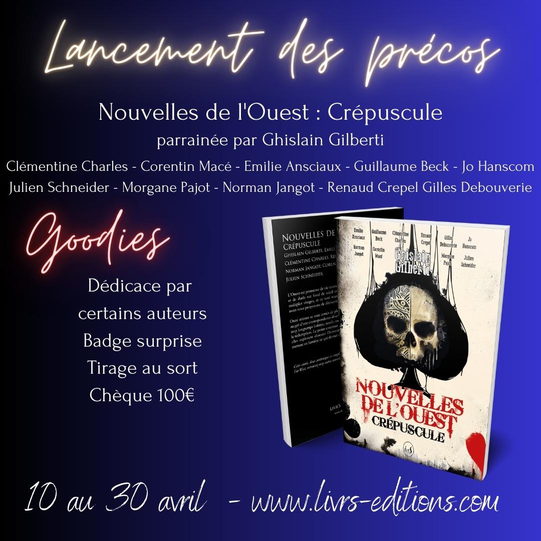 LivrS_Editions's tweet photo. Et si on (re)faisait un petit focus sur nos préco ? 
Plus que 4 jours pour craquer sur notre anthologie western horrifique et recevoir de supers goodies dont un chèque de 100 euros 🤯
Aube -> https://t.co/39PKz8NRgD
Crépuscule -> https://t.co/yErw4ll5Md https://t.co/kwxKD11esT