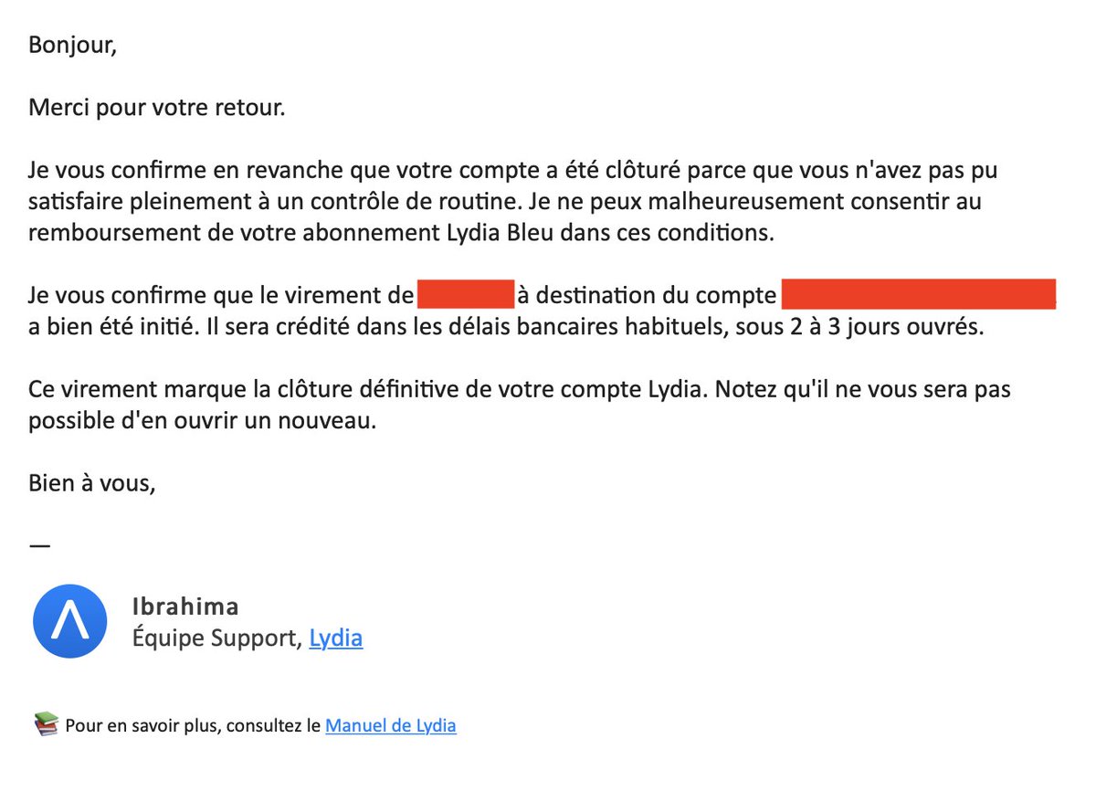 flosejo's tweet photo. @applydia je souscrit à Lydia Bleu, un mois après vous fermez mon compte du jour au lendemain sans donner de justification, et en plus vous ne me remboursez pas le mois prélevé ? Faites un effort bord** https://t.co/lxfUk2feNr