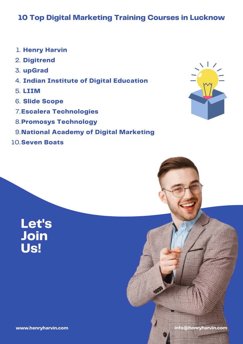 GoenkaShinaya's tweet photo. 10 Top Digital Marketing Training Courses in Lucknow.
Discover Top Digital Marketing Training Courses in Lucknow with Henry Harvin Education.
https://t.co/3zm1Reil6c
#digitalmarketing #digitalmarketingcourses #digitalmarketingtraining #digitalmarketingcoursesinlucknow https://t.co/wMmdiYdjN6