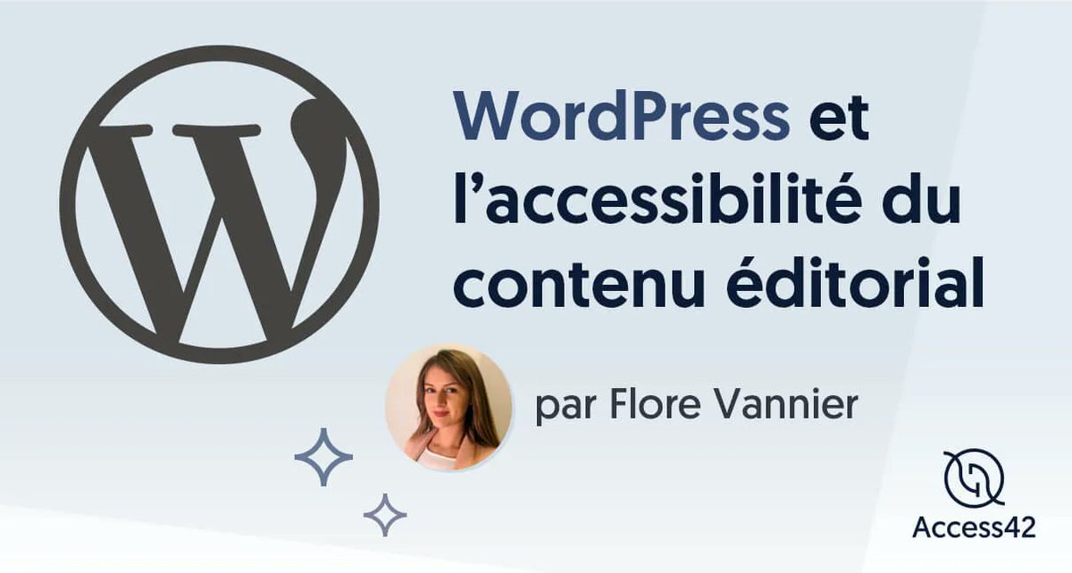Blog 📝 — #Wordpress et #accessibilité : comment contribuer de manière accessible ?

C'est à découvrir dans la série de 5 articles rédigés par notre collègue Flore Vannier (<a href="/F_reinnav/">Flore Vannier</a>) !

👉 access42.net/wordpress

#a11y #RGAA #RédactionWeb #ContentWriting #UXwriting #Gutenberg