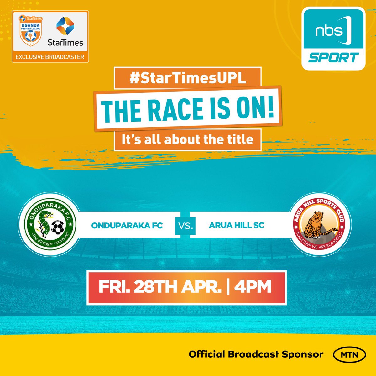 Thank you @NBSportUg for taking the initiative to broadcast some important derbies in the @UPL especially to the @DStvUganda customers. 
 The match between @OnduparakaFC1 & Arua Hill  SC  always draw huge crowds.That's in unison with the slogan #ChampioningUgandanSport #ONDUAHSC