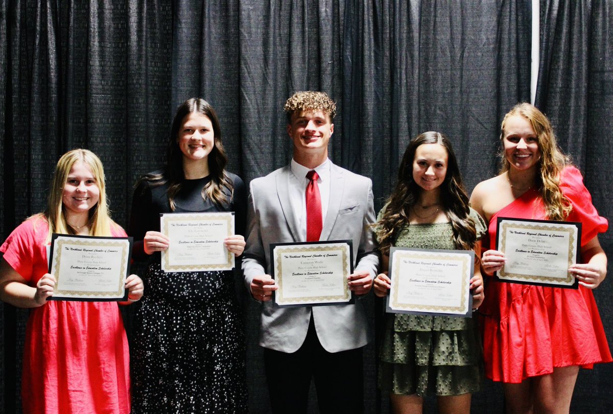 Congrats to <a href="/PCHSHalls/">PCHS Halls</a> seniors, Drew DeLay, Lacey Franksen, Ella Lowstetter, Abigail Reynolds, Demi Riechers, and Cameron Wolfe, who received Excellence in Education scholarships tonight! Not pictured: Lacey Franksen, who was performing in <a href="/pchs_theatre/">PCHS Theatre</a>’s opening night 👏👏👏