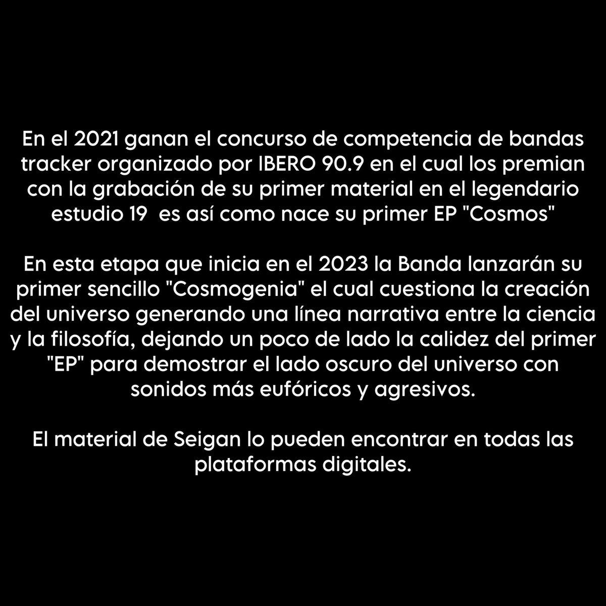 Espectro_tw's tweet photo. @seiganmusica un viaje a través del universo con un sonido de tintes progresivos 💫☄️

¡Síganlos en todas sus redes sociales! https://t.co/966tAisQ9O
